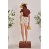 English Factory Women’s Linen Ruffle Shirt(Chocolate Brown)