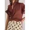 English Factory Women’s Linen Ruffle Shirt(Chocolate Brown)