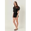 Organza Grid Blouse with Short Sleeves by ENGLISH FACTORY(Black)