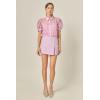 Organza Grid Blouse with Short Sleeves by ENGLISH FACTORY(Lilac)