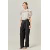 Organza Grid Blouse with Short Sleeves by ENGLISH FACTORY(White)