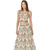 English Factory Women’s Linen Embroidered Sleeveless Top(Beige/Black)