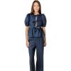English Factory Women’s Polka Dot Puff Sleeve Top(Navy)