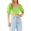 English Factory Women’s Puff Sleeve Top with Back Bow Green