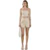English Factory Women’s Wavy Embroidered Bandeau Top(Beige/Off White)
