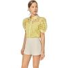 Organza Grid Blouse with Short Sleeves by ENGLISH FACTORY(Light Yellow)