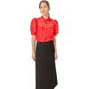 Organza Grid Blouse with Short Sleeves by ENGLISH FACTORY(Red)