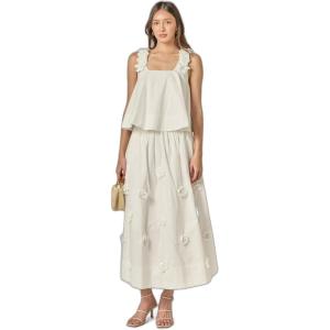 English Factory Women’s 3D Flower Sleeveless Top(White)