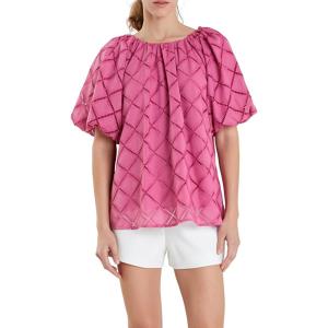 English Factory Women’s Embroidered Cotton Top, S, Berry Pink