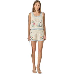 English Factory Women’s Flower Embroidery Crochet Top(Off-white)