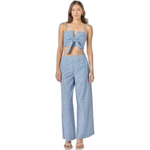 English Factory Women’s Gingham Twist Crop Top(Blue)