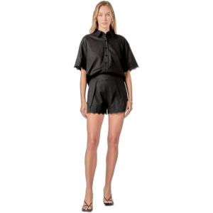 English Factory Women’s Linen Lace Shirt(Black)