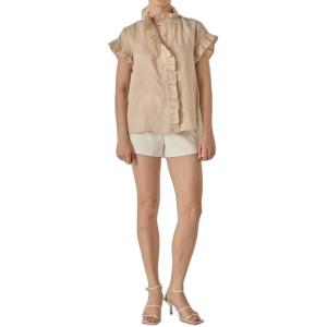 English Factory Women’s Linen Ruffle Shirt(Natural)