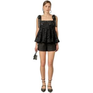 English Factory Women’s Sequins Bow Top(Black)