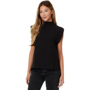 Mock Neck Shoulder Pad Top(Black)