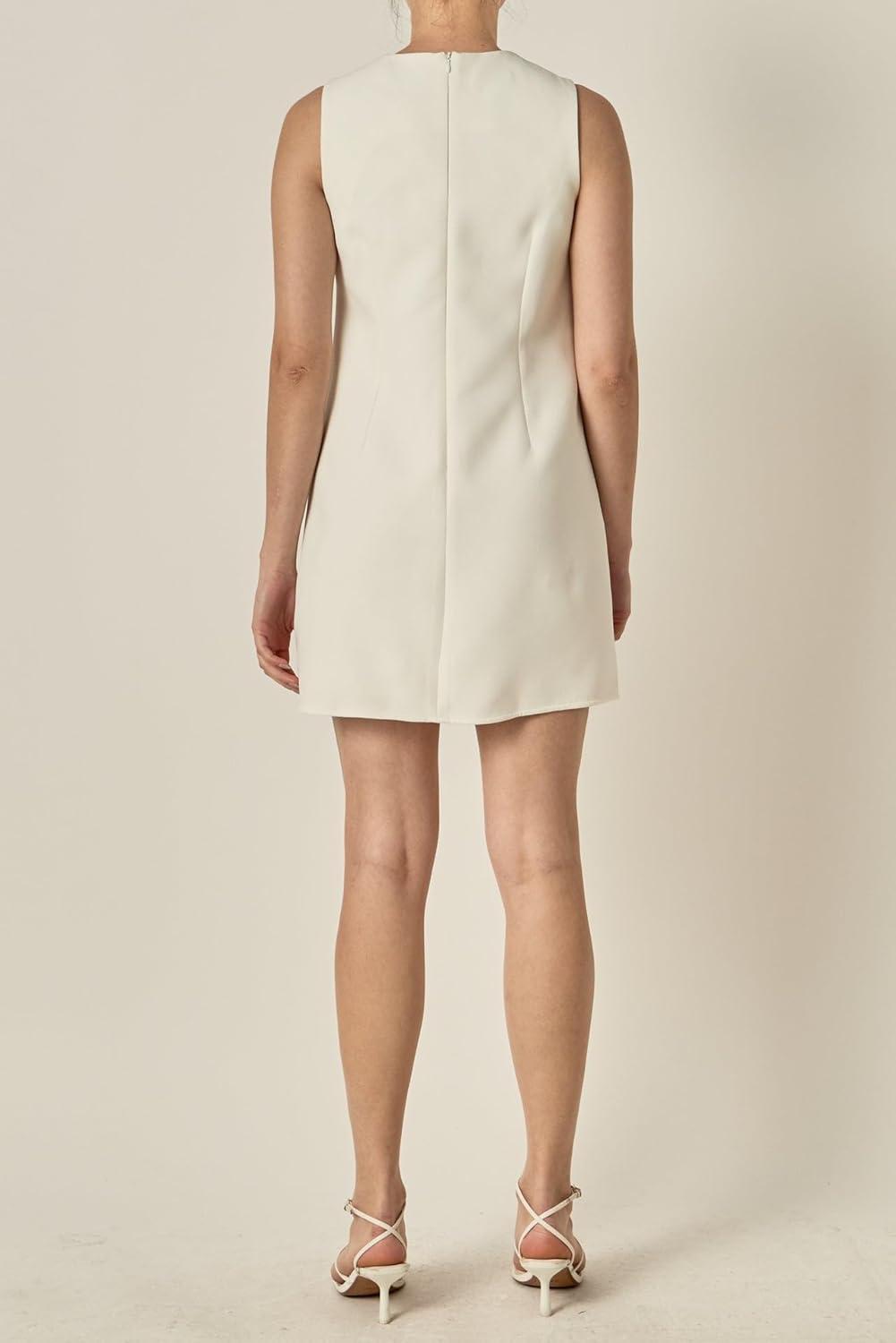 image:imageEnglish Factory Womens Pearl Heart Mini DressWhite