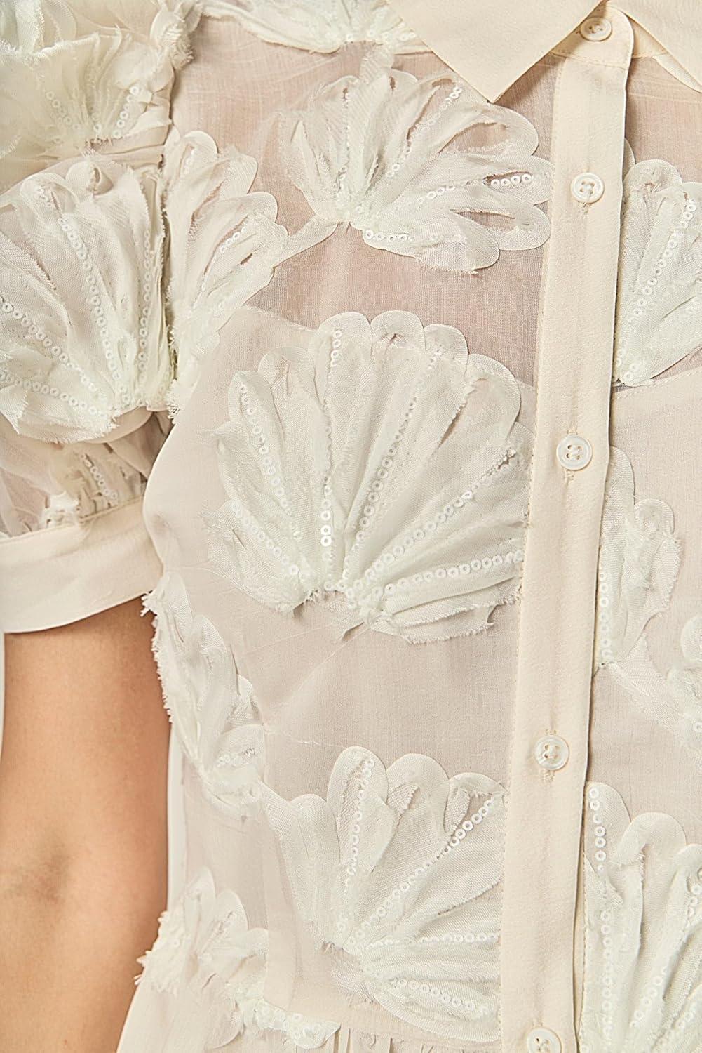 image:imageEnglish Factory Womens Shell Midi Shirt DressWhite