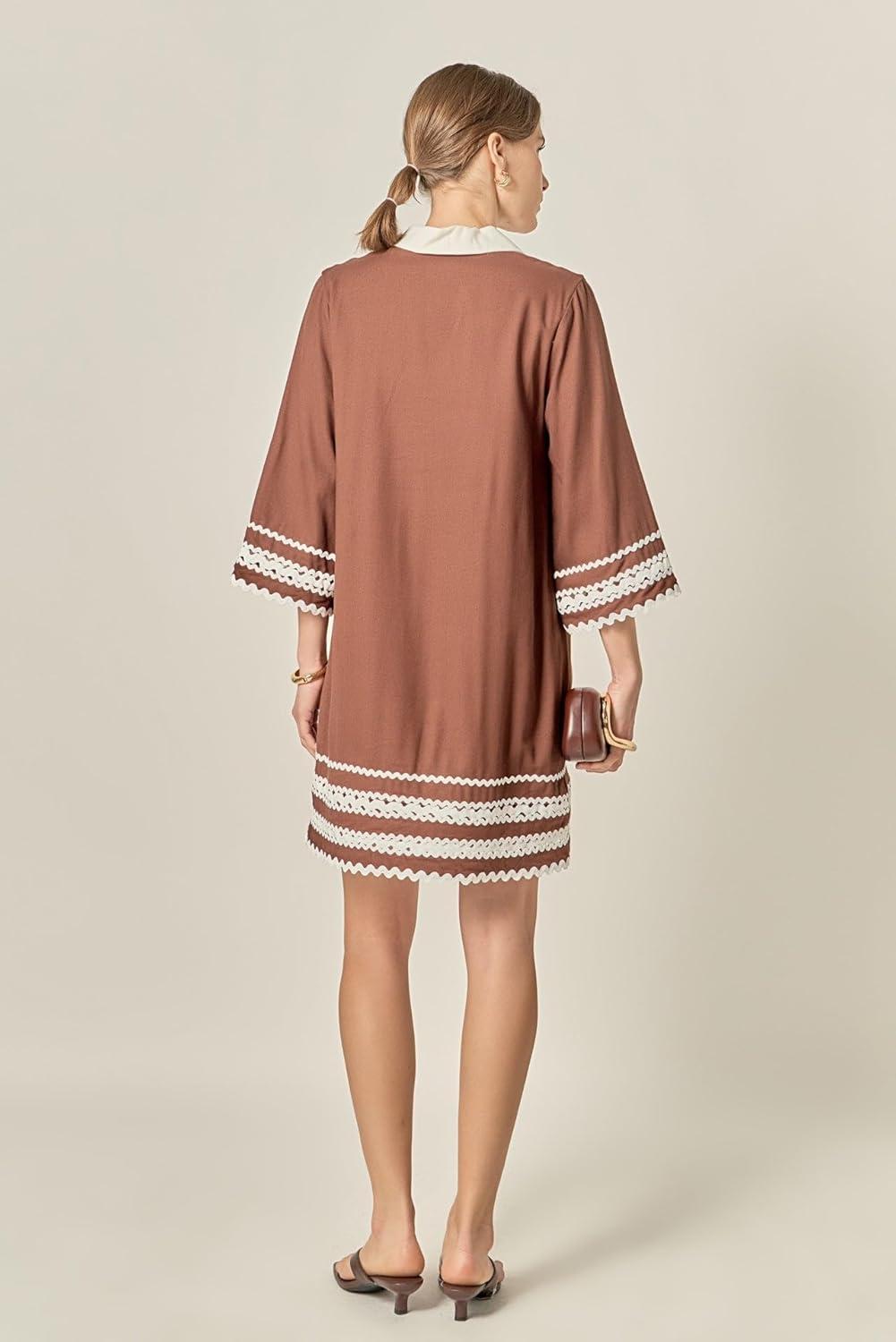image:imageEnglish Factory Womens The RIC Rac Tunic Mini DressBrown