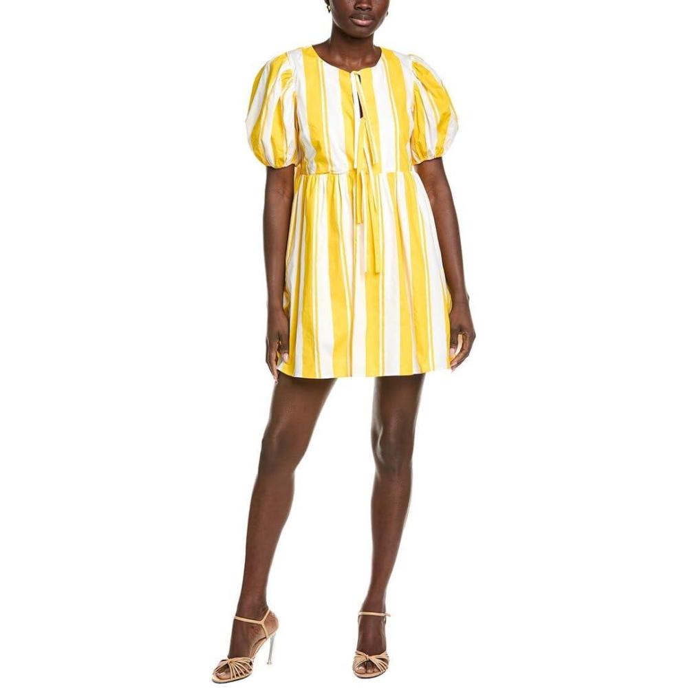 image:imageEnglish Factory Womens Bold Stripe Mini DressYellowWhite