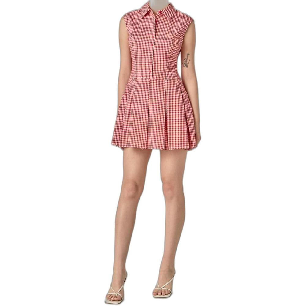 image:imageEnglish Factory Womens Button Up Pleated Mini DressRed Plaid