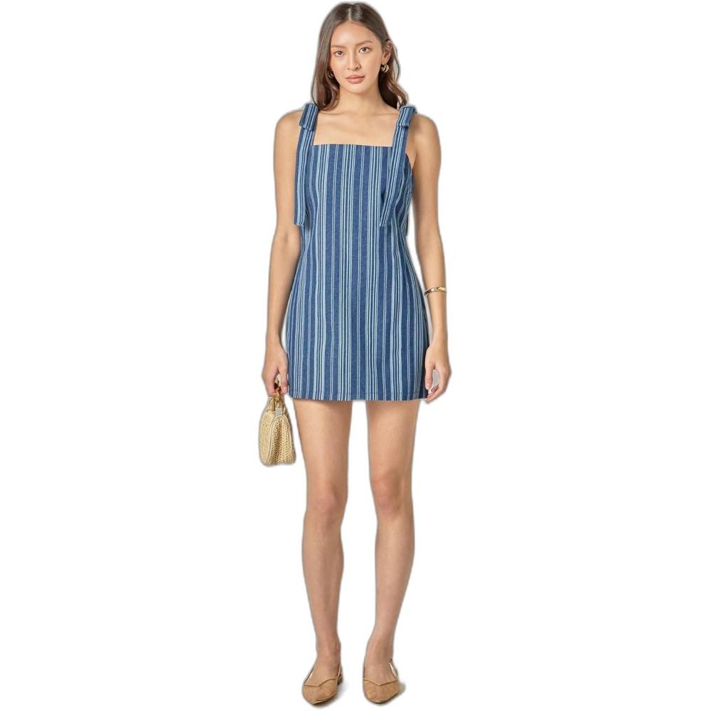 image:imageEnglish Factory Womens Denim Stripe Mini DressDenim