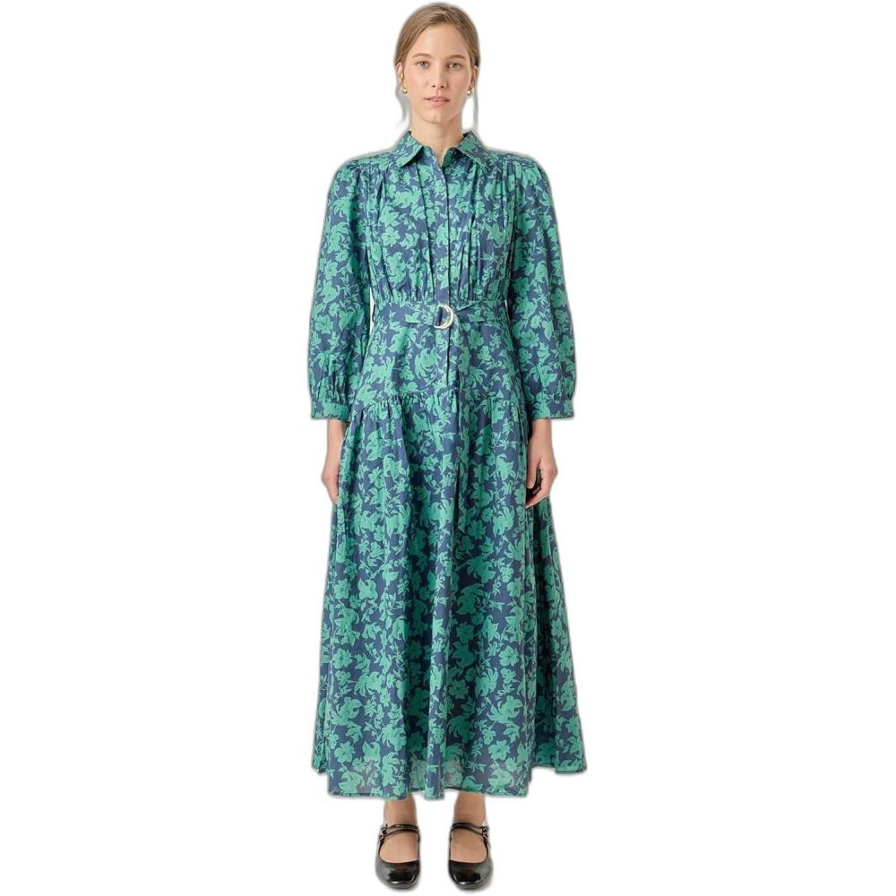 image:imageEnglish Factory Womens Fall Printed Midi DressNavyGreen
