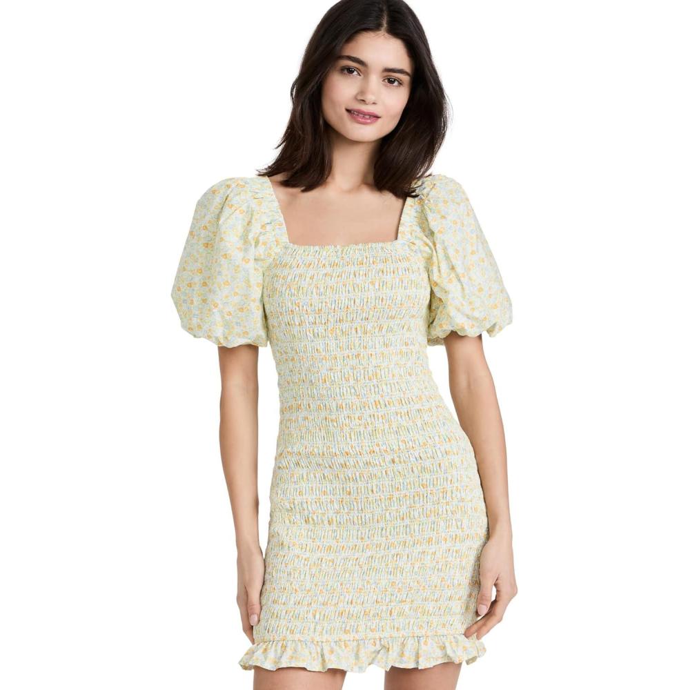 image:imageEnglish Factory Womens Floral Smocked Mini DressYellow