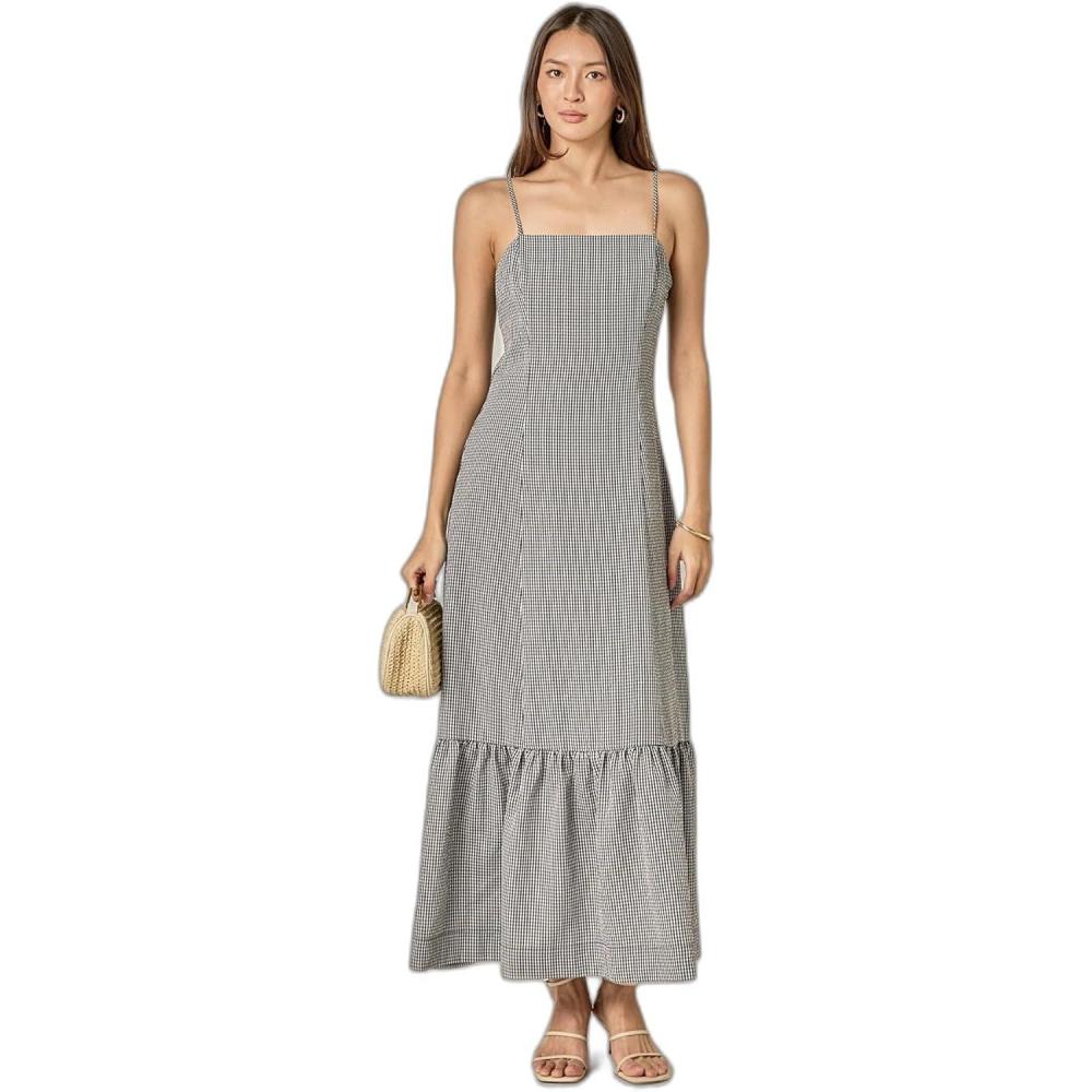 image:imageEnglish Factory Womens Gingham Maxi DressBlack White
