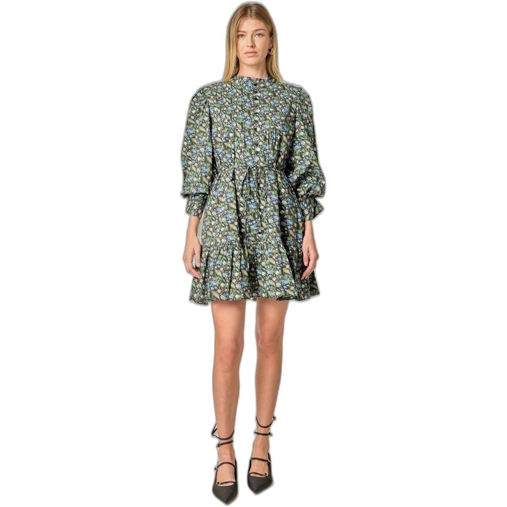 image:imageEnglish Factory Womens Jacquard Print Mini DressBlack Multi