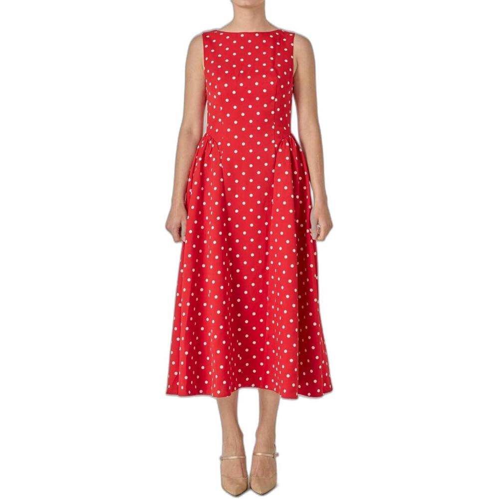image:imageEnglish Factory Womens Polka Dot Sleeveless Midi DressRed