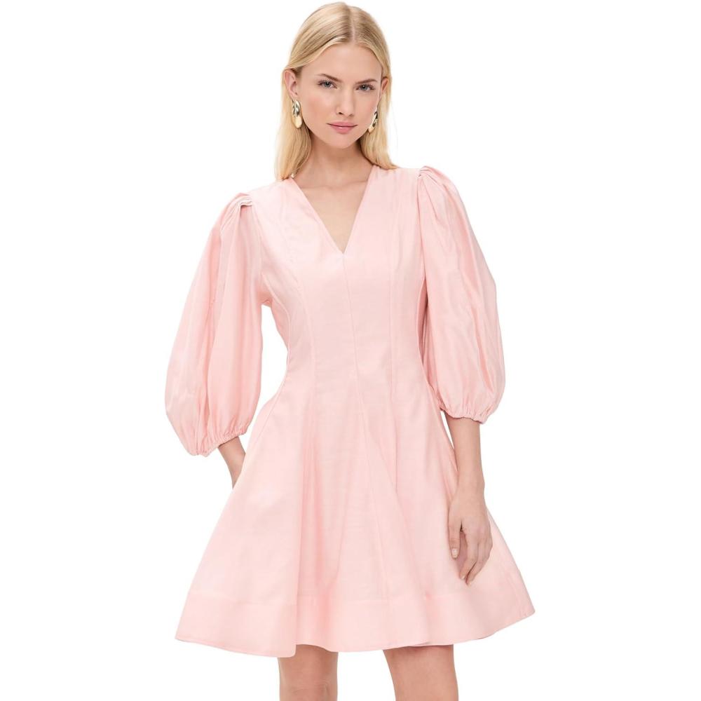 image:imageEnglish Factory Womens Puff Sleeve Flare Mini DressPink