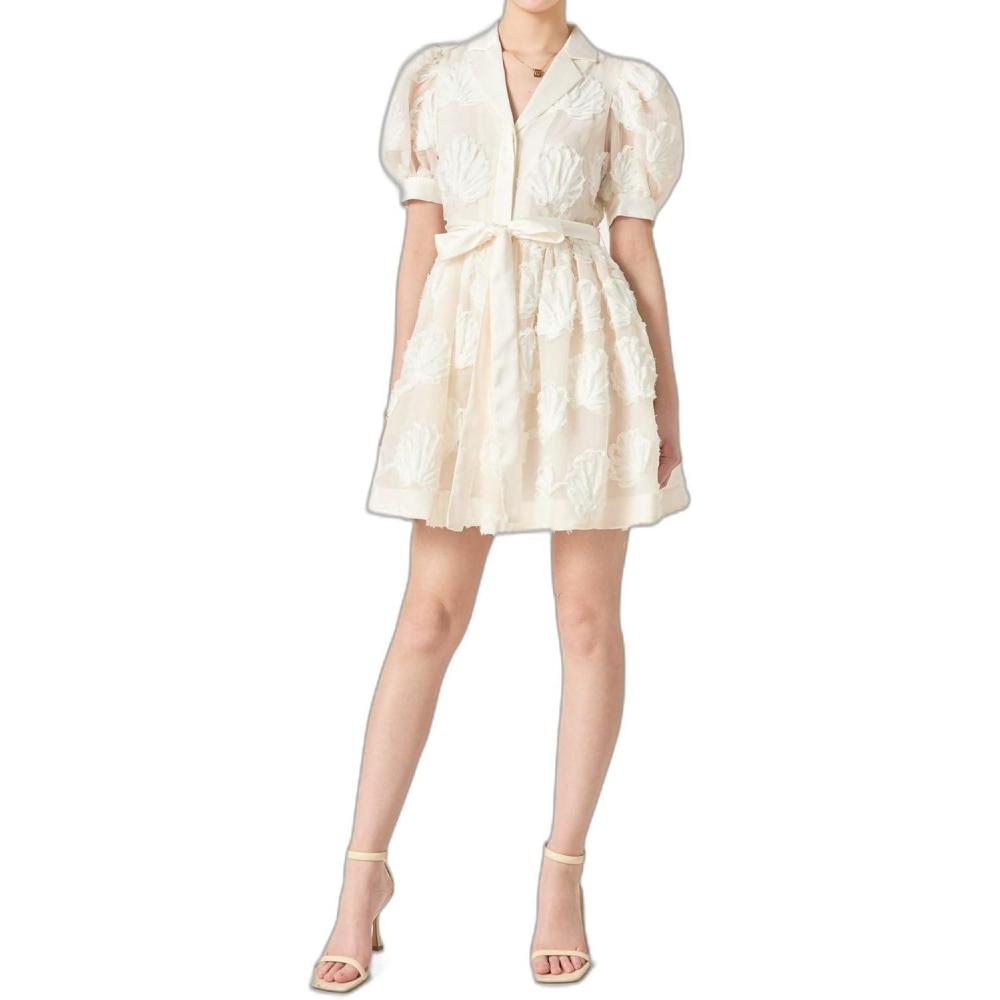 image:imageEnglish Factory Womens Shell Mini Shirt DressOffwhite