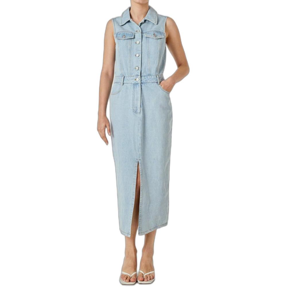 image:imageEnglish Factory Womens Sleeveless Maxi Denim DressLight Blue