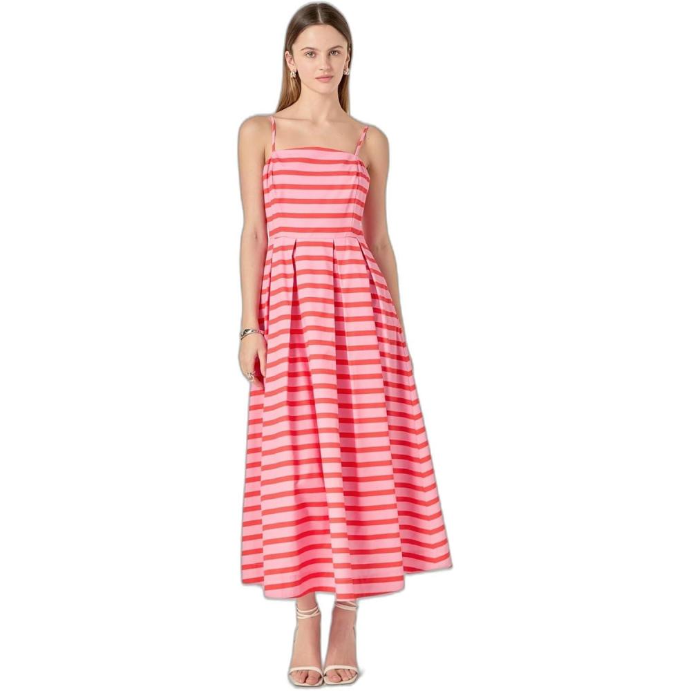 image:imageEnglish Factory Womens Striped Midi DressPinkOrange Stripe