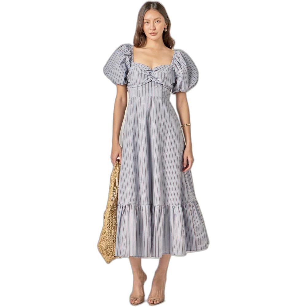 image:imageEnglish Factory Womens Striped Tie Back Maxi DressMulti