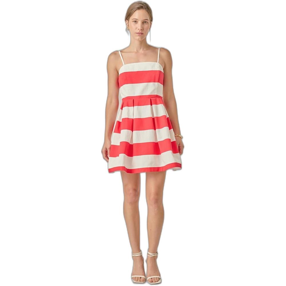 image:imageEnglish Factory Womens Summer Stroll Stripe DressRedWhite