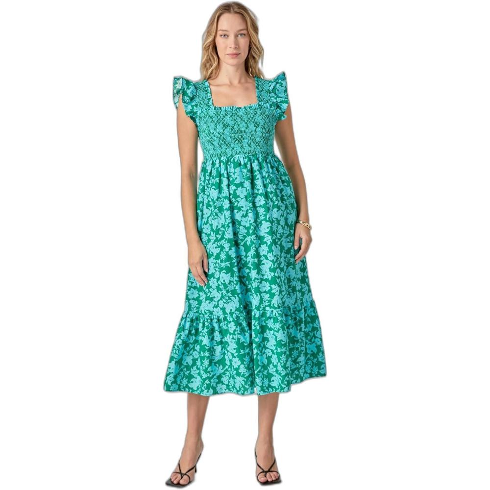 image:imageEnglish Factory Womens The Lorelei Smocked DressGreen