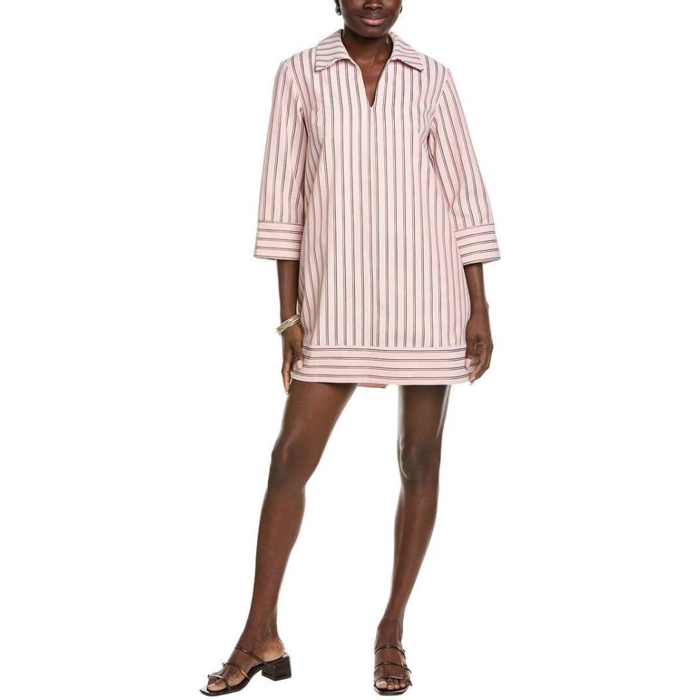 image:imageStripe Collared Mini DressLight Pink Brown