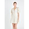 English Factory Textured Buttoned Mini Dress(Beige)