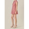 English Factory Women’s Button Up Pleated Mini Dress(Red Plaid)