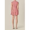 English Factory Women’s Button Up Pleated Mini Dress(Red Plaid)