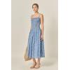 English Factory Women’s Checked Smocked Midi Dress(Navy Multi)