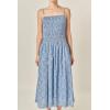 English Factory Women’s Checked Smocked Midi Dress(Navy Multi)