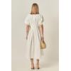 English Factory Women’s Cinched Waist Eyelet Midi Dress(White)