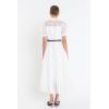 English Factory Women’s Collar Neckline Gridded Organza Tiered Short Puff Sleeve Buttoned A-Line Maxi Dress(White)