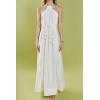 English Factory Women’s Crochet Flower Trim Sheer Halter Maxi Dress(Off-white)