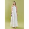 English Factory Women’s Crochet Flower Trim Sheer Halter Maxi Dress(Off-white)