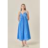 English Factory Women’s Embroidered Pleated Maxi Dress(Blue)