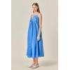 English Factory Women’s Embroidered Pleated Maxi Dress(Blue)