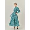 English Factory Women’s Fall Printed Midi Dress(Navy/Green)